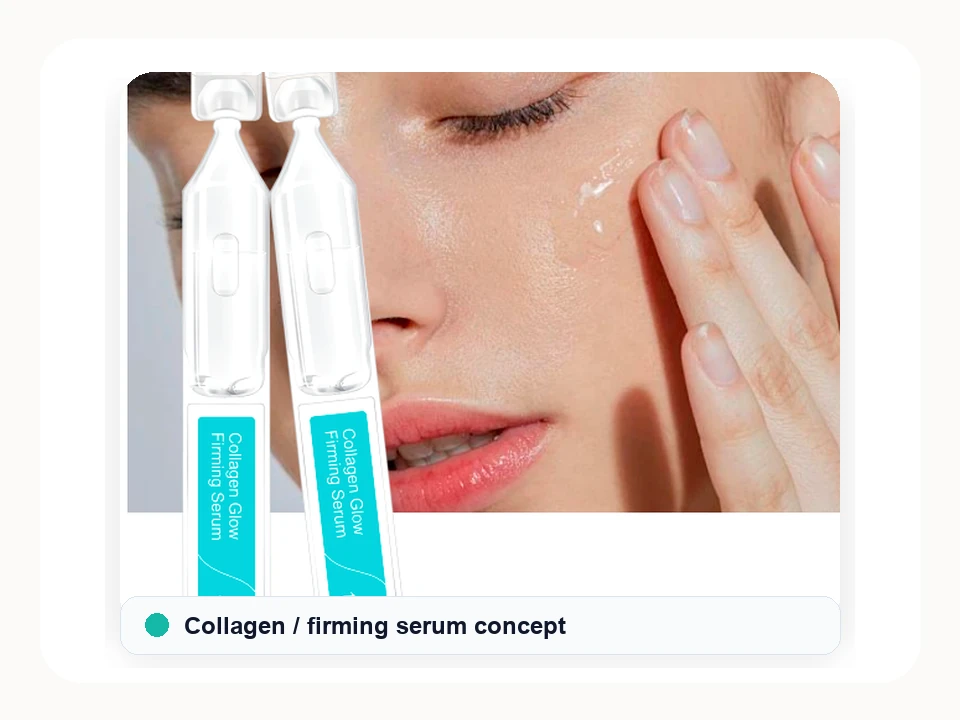 Collagen-positioned single-dose serum visual concept