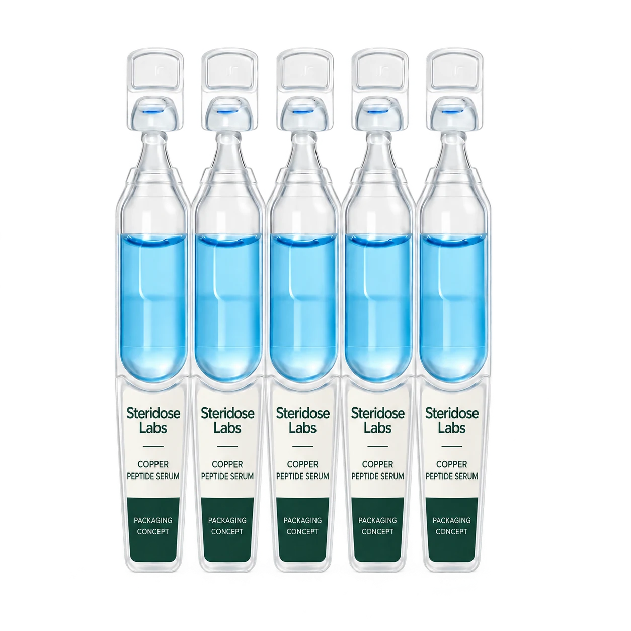 Steridose Labs copper peptide ampoule packaging concept