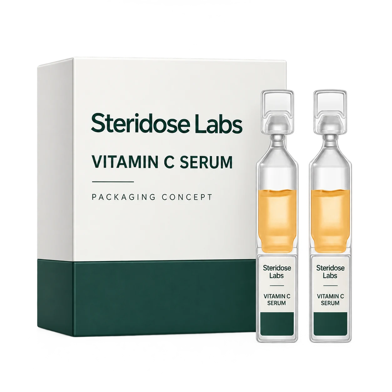 Vitamin C concept carton and complete single-dose ampoules