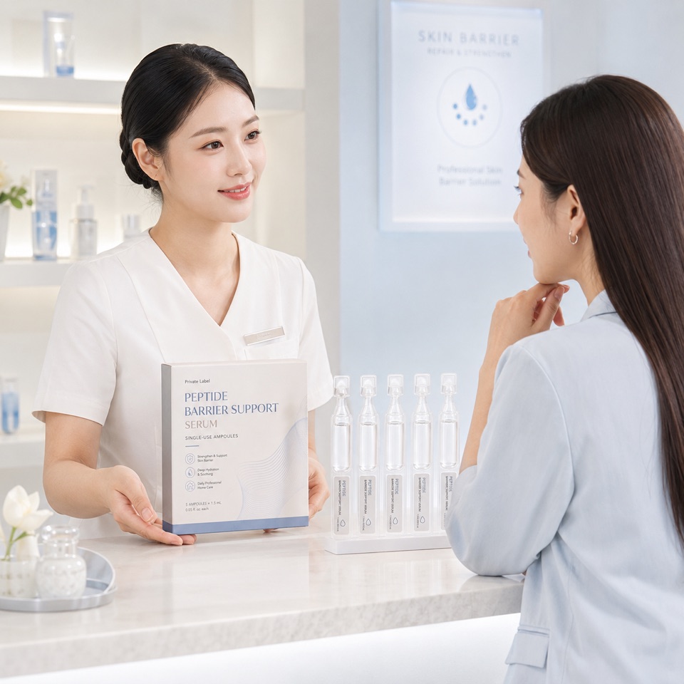 Illustrative professional consultation with a private-label peptide single-dose sample concept